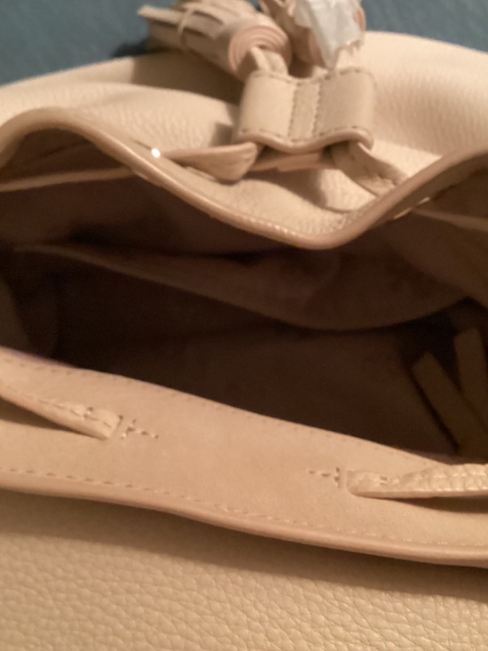 Tory Burch Soft Pink Drawstring Leather Backpack with Tassels